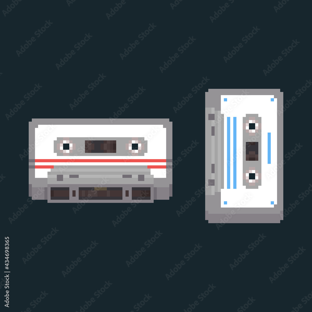 Fototapeta premium Pixel art cassette tape icons. 
