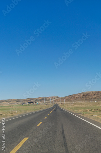 Highway in Gobi desert, Tacheng, Xinjiang Province, China © starxm