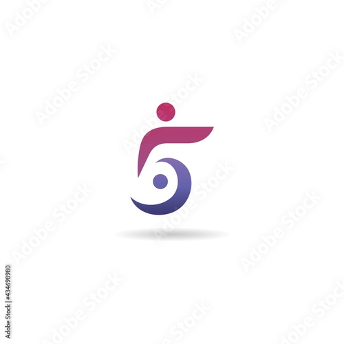 number 5 with disable logo design icon