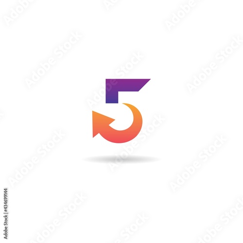 number 5 with arrow logo design icon Free Download number 5 with arrow logo design icon - GFXLoad