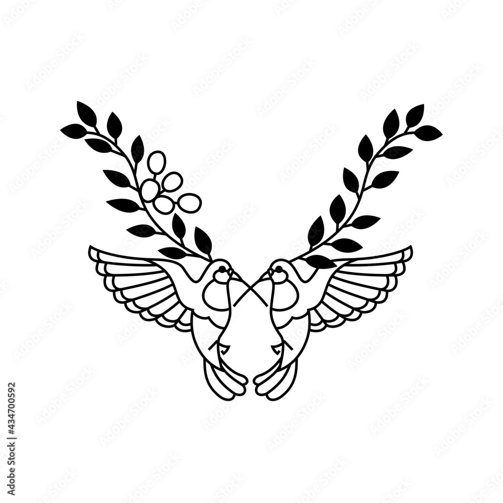 鳩と月桂樹の飾り枠のイラスト Stock Vector Adobe Stock
