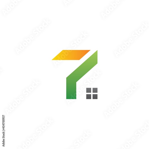 Free Download number 7 with home logo design icon template - GFXLoad