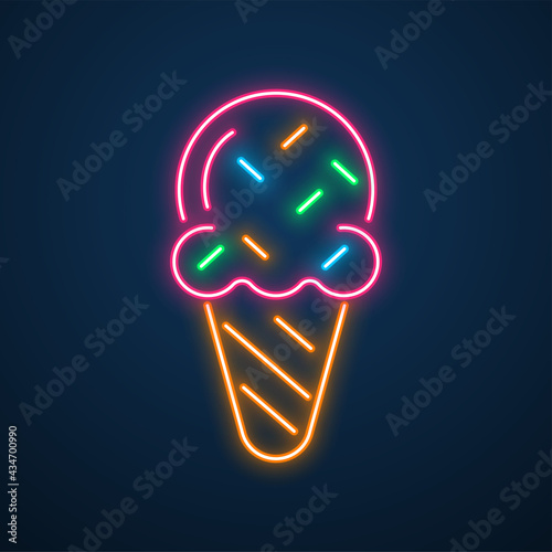 neon light ice cream vector