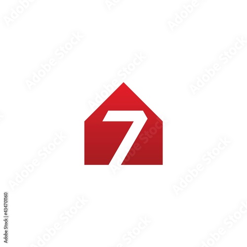 Free Download number 7 with home logo design icon template - GFXLoad