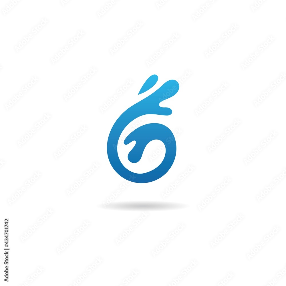 number 6 with wave logo design icon template number 6 with wave logo design icon template