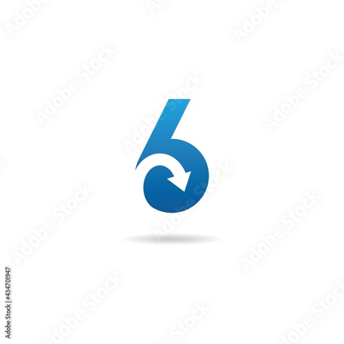 number 6 with refresh logo design icon template