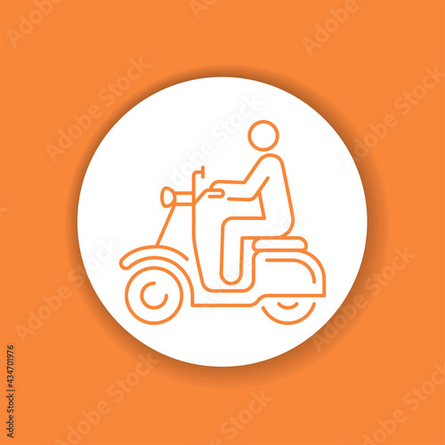 Person rides scooter color glyph icon. City transport rental.