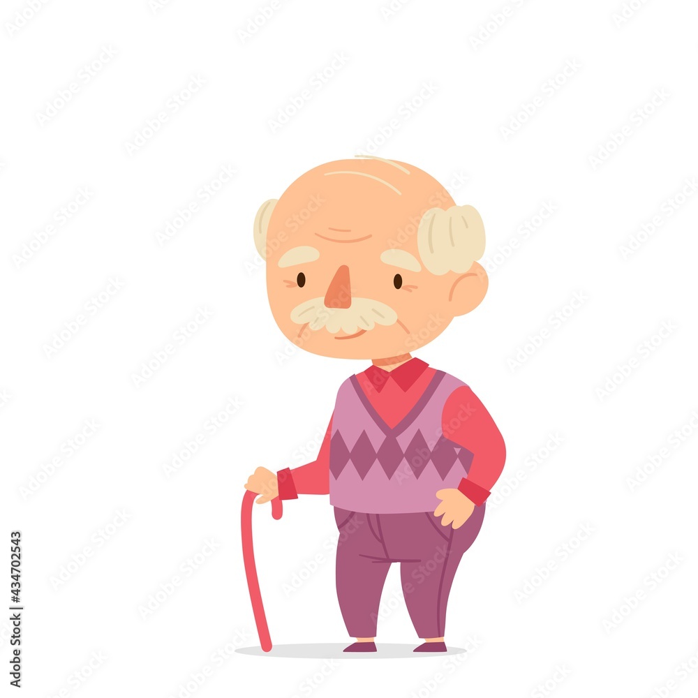 Cute grandfather. Funny characters isolate on white background. . Vector illustration Cute grandfather. Funny characters isolate on white background. . Vector illustration