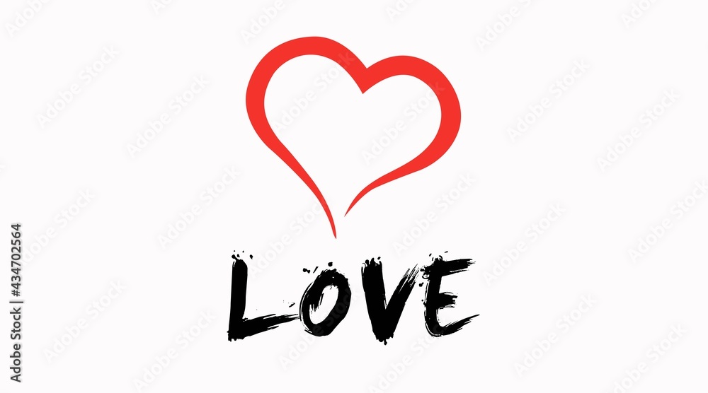 Love Icon. Vector isolated illustration of a heart with the word love
