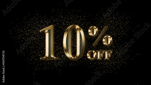 10 percent off, Gold Text Effect, Gold text with sparks, Gold Plated Text Effect