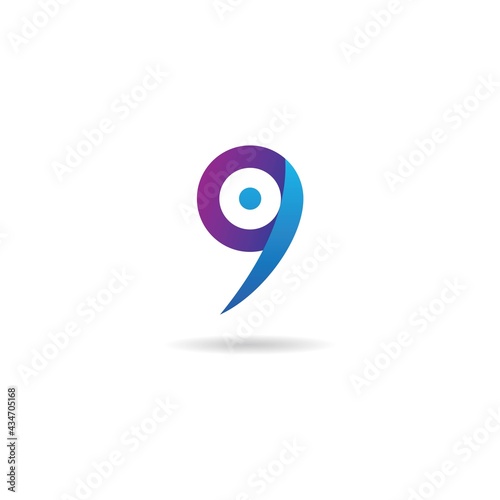 number 9 with swoosh logo design icon template