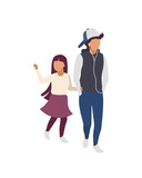 Brother and sister holding hands flat color vector faceless characters. Walking together. Strengthening sibling relationship isolated cartoon illustration for web graphic design and animation