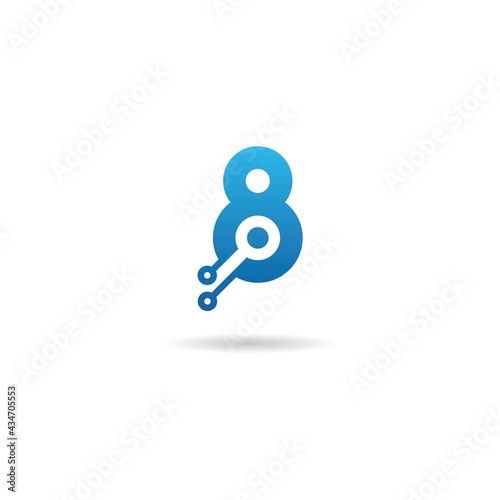 number 8 with technology logo design icon template