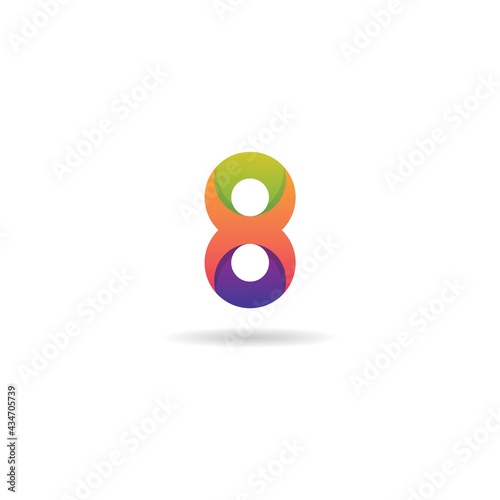 number 8 with colorful logo design icon template