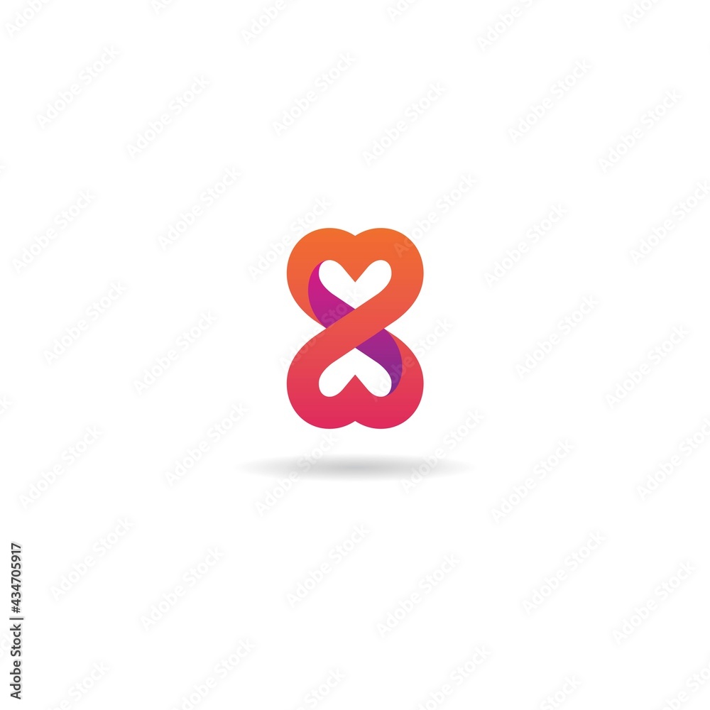 Fototapeta premium number 8 with love logo design icon template