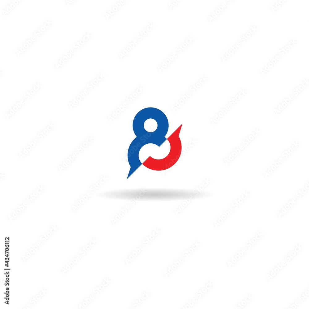 number 8 with cut logo design icon template number 8 with cut logo design icon template