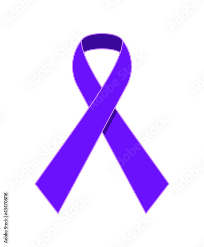 Violet-Purple awareness ribbon for general cancer awareness, Lupus awareness, drug overdose, domestic violence, Alzheimer disease and Hodgkin disease symbol. Purple ribbons, world Alzheimer's day. photo