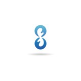 number 8 with water logo design icon template