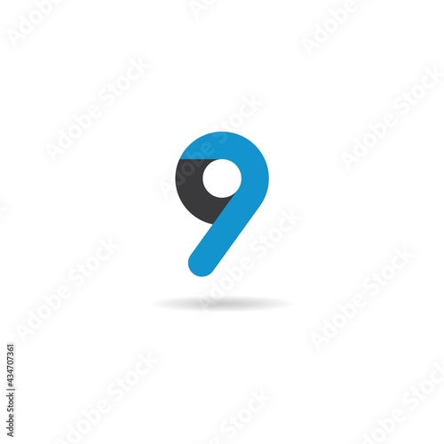 number 9 logo design icon template