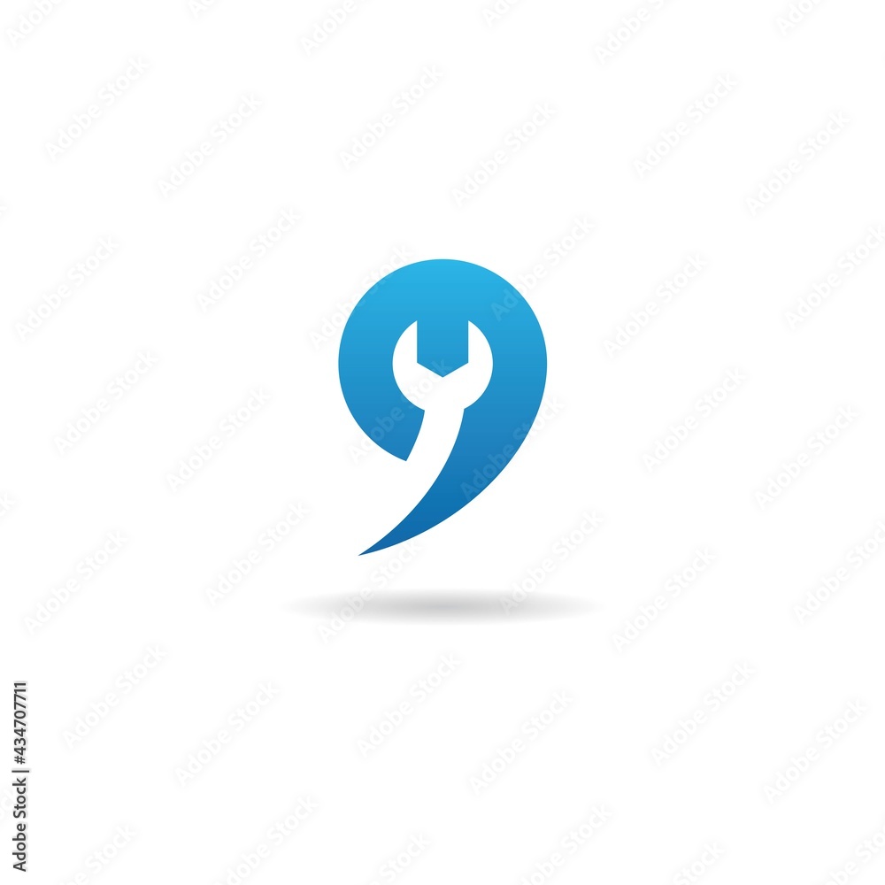 Number 9 or letter g with repair logo design icon Number 9 or letter g with repair logo design icon