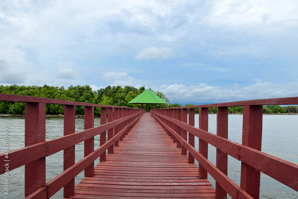 Wooden bridge at sea view