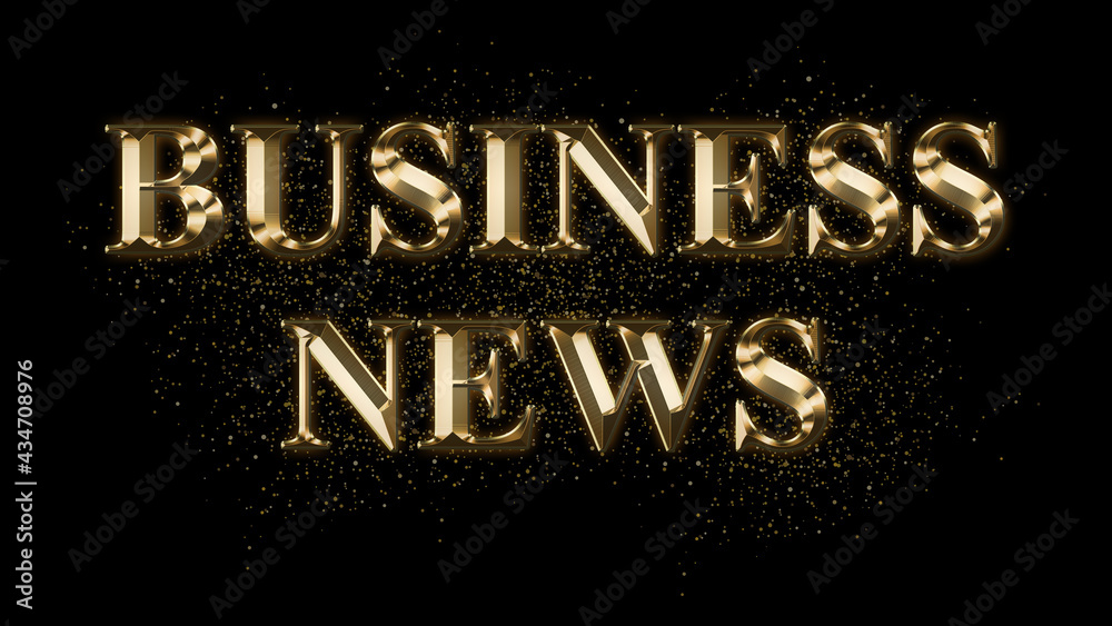 BUSINESS NEWS, Gold Text Effect, Gold text with sparks, Gold Plated Text Effect