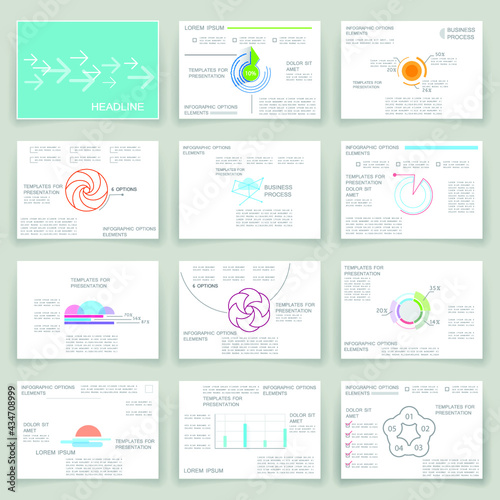 Brochure for business reports, cover layout and infographics