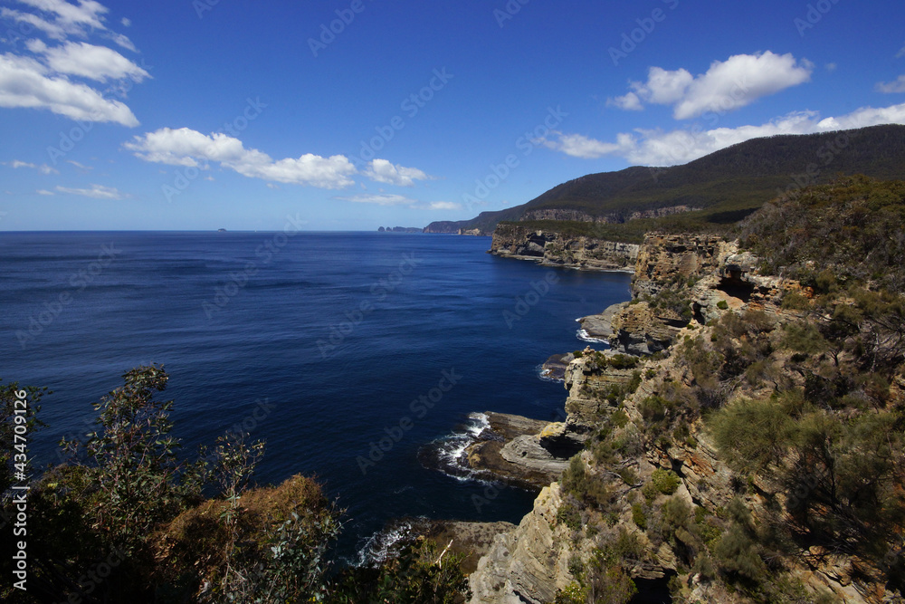 Panoramic View on the Tasmanian east coast near Eaglehawk Neck, Australia