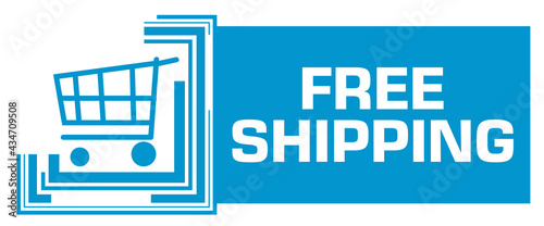Free Shipping Blue Squares Borders Left Shopping Cart Text 