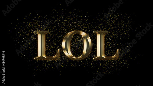 LOL, Gold Text Effect, Gold text with sparks, Gold Plated Text Effect