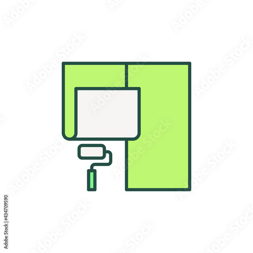 Paint Roller and Green Wallpaper vector modern icon