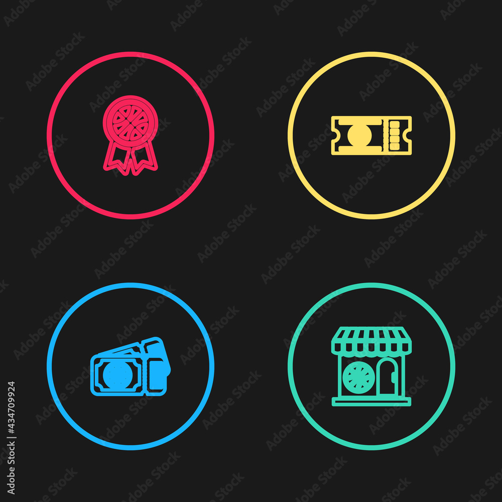 Set line Basketball game ticket, Sports shop and basketball, and award icon. Vector Set line Basketball game ticket, Sports shop and basketball, and award icon. Vector