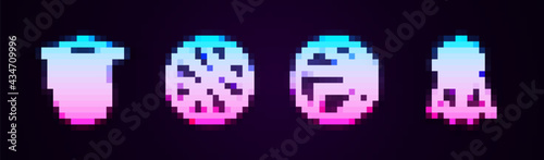Set line Basketball training, , and award. Glowing neon icon. Vector