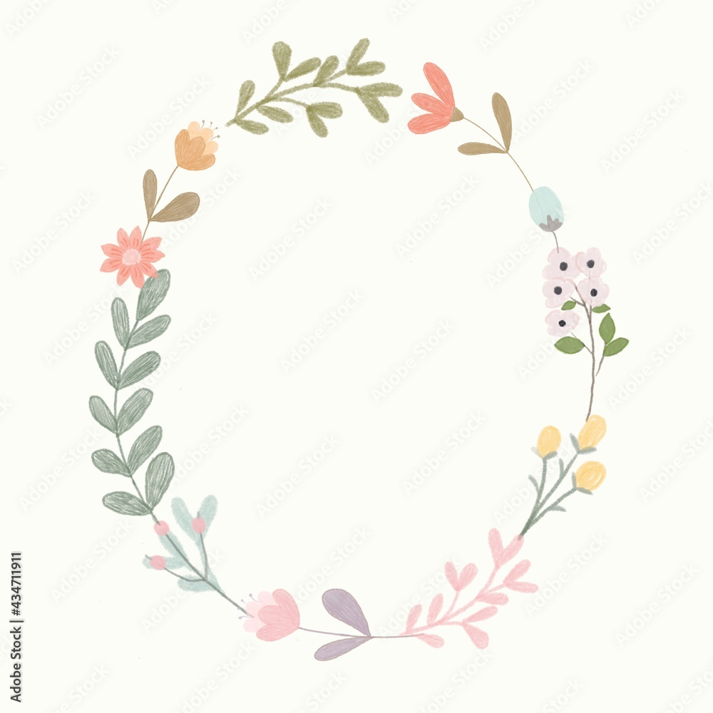 Floral background oval,flower wreaths 