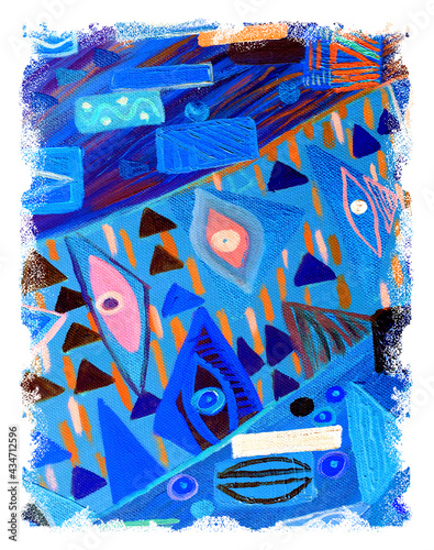 Texture, background and Colorful Image of an original Abstract Painting composition,oil on Canvas