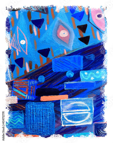 Texture, background and Colorful Image of an original Abstract Painting composition,oil on Canvas