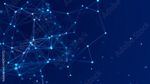 Network connection data structure. Information technology. Big data visualization. 3D rendering.