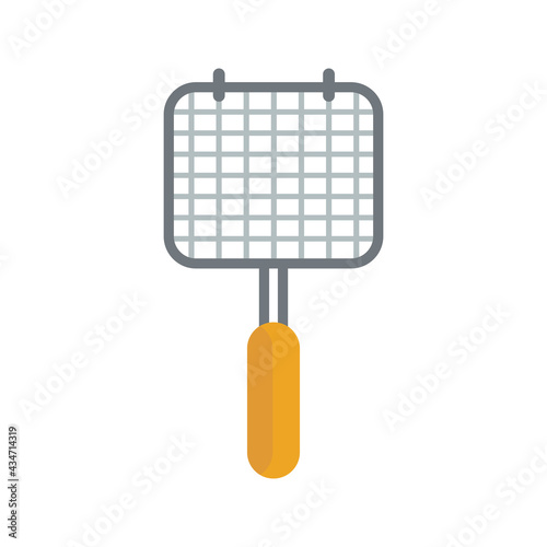 Barbeque hand grill grate for outdoor grilling. Camping and picknic tool. Flat vector illustration isolated on white background