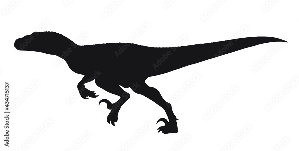 Running Velociraptor silhouette icon sign, Raptor dinosaurs symbol design, Isolated on white background, Vector illustration