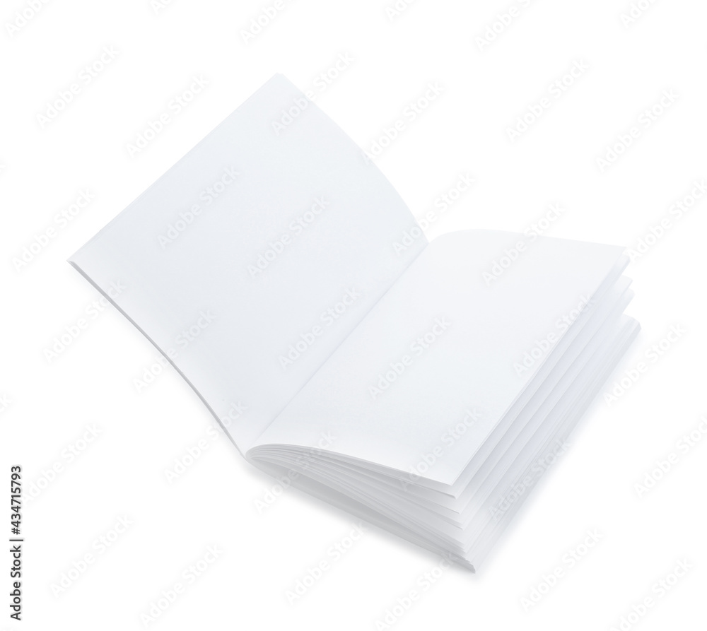 Open blank paper brochure isolated on white. Mockup for design Open blank paper brochure isolated on white. Mockup for design