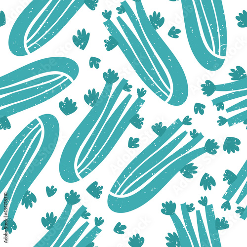 Vector seamless pattern with bright colorful healthy celery
