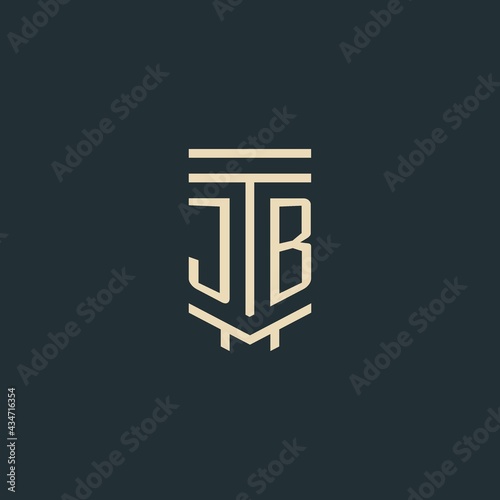 JB initial monogram with simple line art pillar logo designs