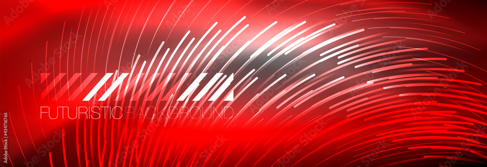Neon glowing lines, magic energy and light motion background. Vector wallpaper template Neon glowing lines, magic energy and light motion background. Vector wallpaper template
