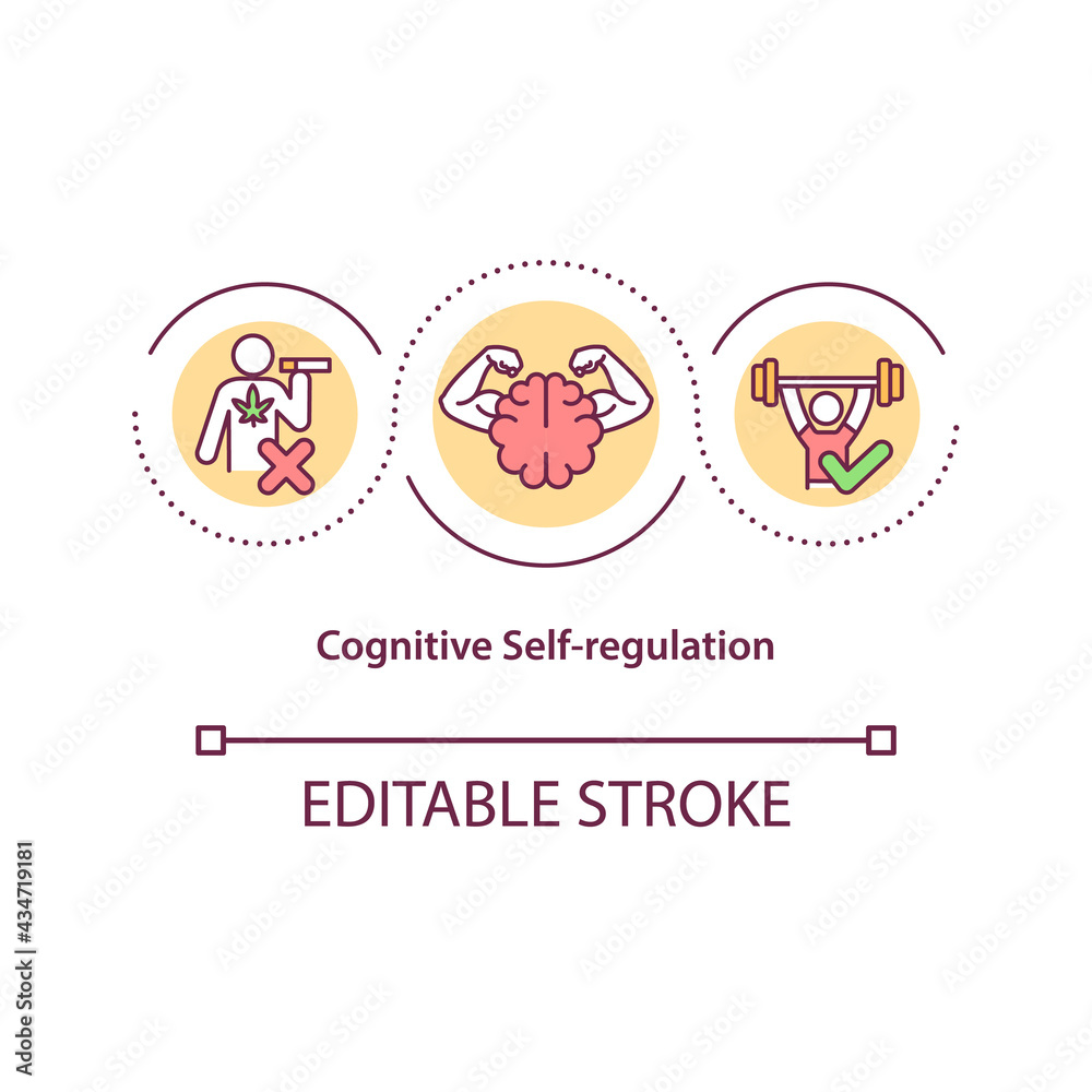 Cognitive self regulation concept icon. Personal growth. Avoid unhealthy habit. Self control strategy idea thin line illustration. Vector isolated outline RGB color drawing. Editable stroke