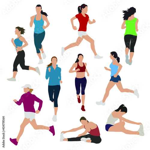 Runner Illustration Clip Art Design Scene. Sport Collection Silhouettes Icon Vector.