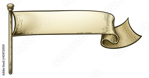 Flag Scroll Vintage Woodcut Banner Paper Ribbon