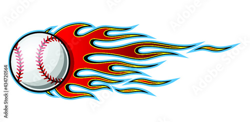 Baseball ball vector graphic with tribal fire flame. Ideal for printable sticker decal sport logo design car and motorcycle decoration