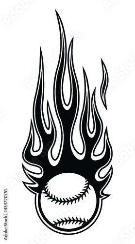 Baseball ball vector graphic with tribal fire flame. Ideal for printable sticker decal sport logo design car and motorcycle decoration