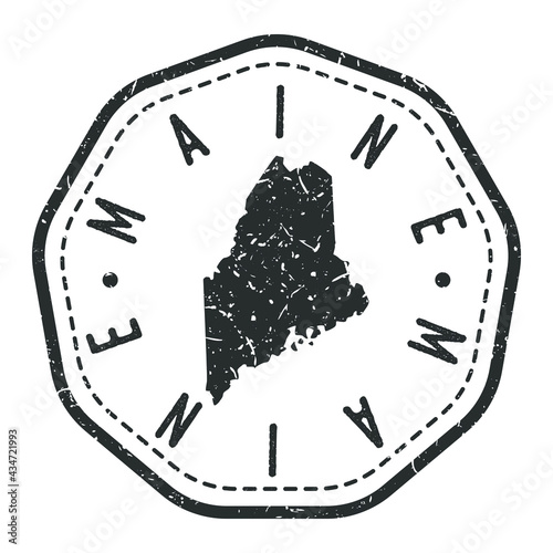 Maine, USA Map Stamp Retro Postmark. Silhouette Postal Passport. Seal Round Vector Icon. Badge Vintage Postage Design.