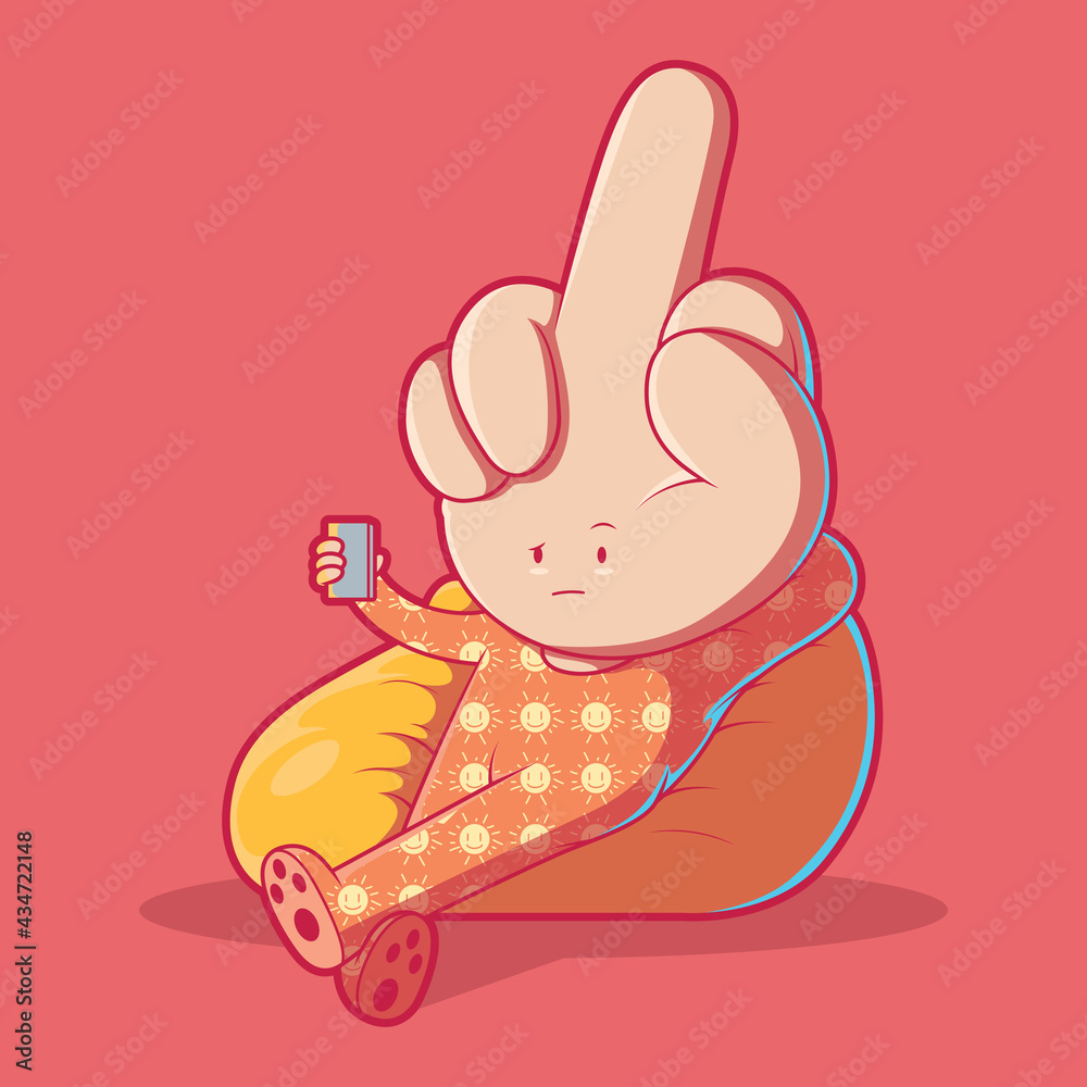 Middle finger character vector illustration. Emotion, funny, design ...